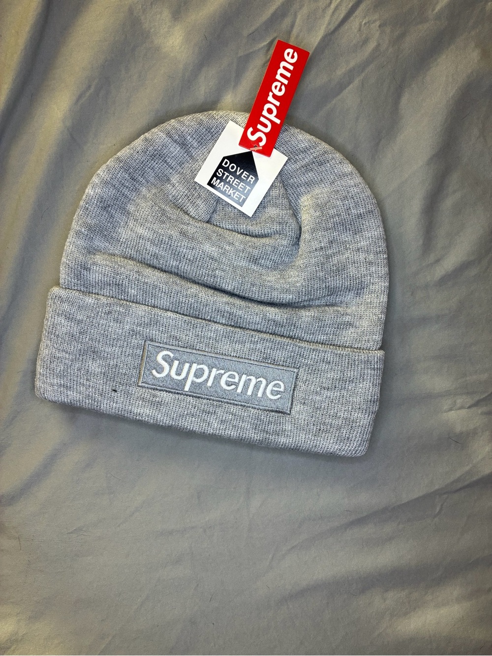 Supreme Light Gray Box Logo Cuffed Beanie
